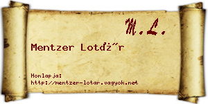 Mentzer Lotár névjegykártya